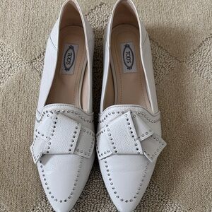 Tod's Elegant White Studded Loafers